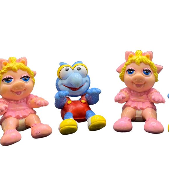 HA! Other - Vintage 1986 Muppet Babies Gonzo and Baby Miss Piggy PVC Figures Cake Toppers-4